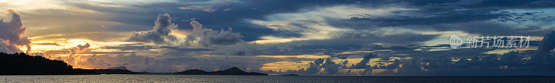 日落时分的Truk/Chuuk Lagoon岛屿全景